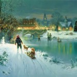Christmas Winter Sledding Wallpaper