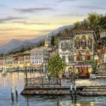 Robert Finale art paintings Bellagio Lake Como Wallpaper